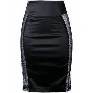 Elegant Black Pencil Skirt with Lace Accents